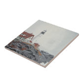 Vuurtoren van Portland Head in de mist Tegeltje (Zijkant)