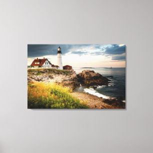 Vuurtoren van Portland Head Kaap Elizabeth, ik Canvas Afdruk