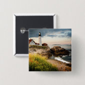 Vuurtoren van Portland Head | Kaap Elizabeth, ik Vierkante Button 5,1 Cm (Voorkant /achterkant)