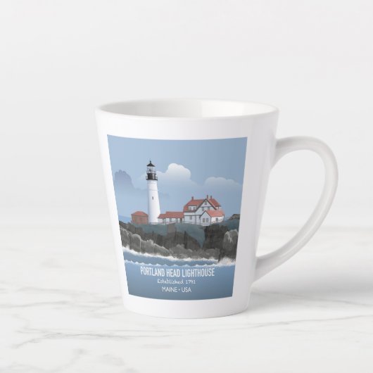 Vuurtoren van Portland Head Latte Mok (Rechts)