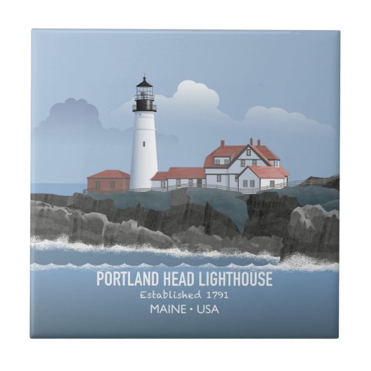 Vuurtoren van Portland Head Tegeltje (Voorkant)