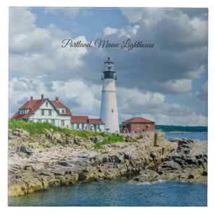 Vuurtoren van Portland, Maine (gelabeld) Tegeltje