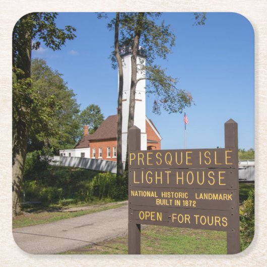 Vuurtoren van Presque Isle Kartonnen Onderzetters (Voorkant)