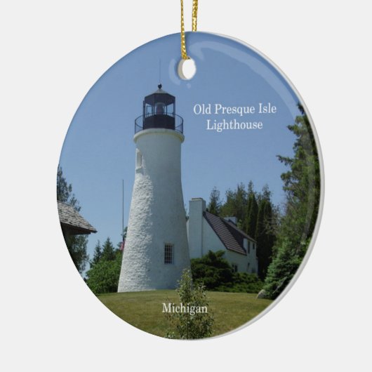 Vuurtoren van Presque Isle Keramisch Ornament (Links)