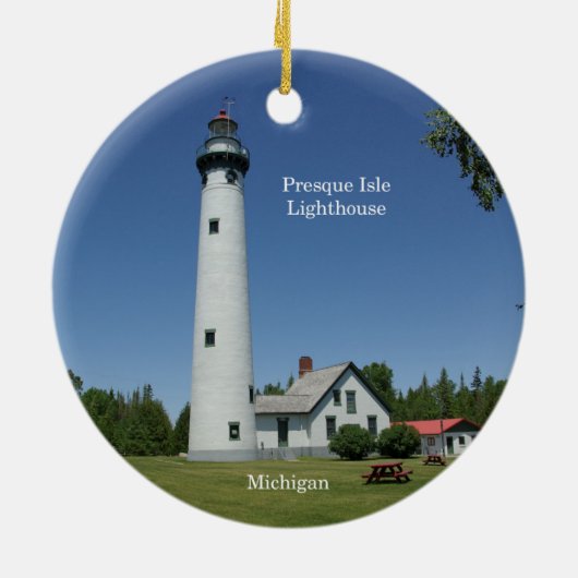 Vuurtoren van Presque Isle Keramisch Ornament (Achterkant)