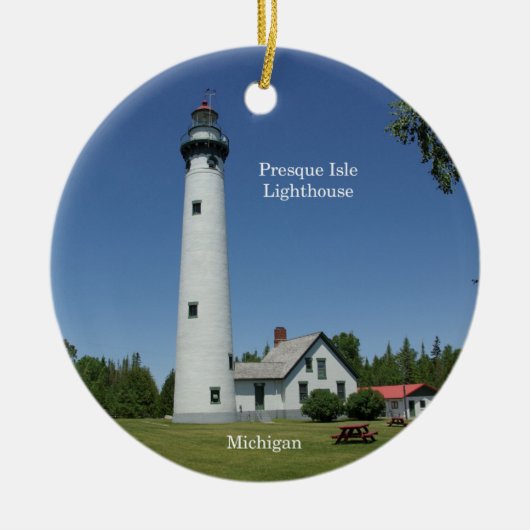 vuurtoren van Presque Isle Keramisch Ornament (Voorkant)