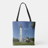 Vuurtoren van Presque Isle over de hele canvas tas (Achterkant)