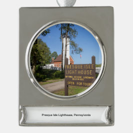 Vuurtoren van Presque Isle Verzilverd Banner Ornament