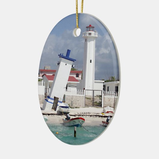 vuurtoren van Puerto Morelos Keramisch Ornament (Links)