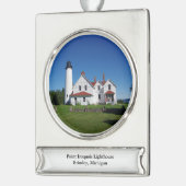 vuurtoren van punt Iroquois Verzilverd Banner Ornament (Links)