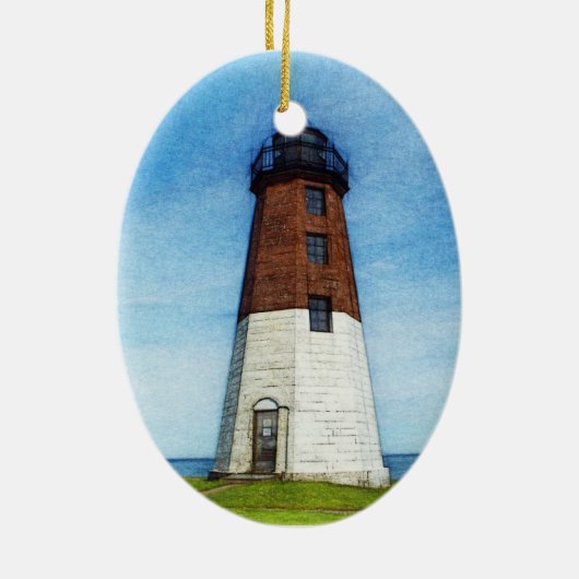 vuurtoren van punt Judith Keramisch Ornament (Achterkant)