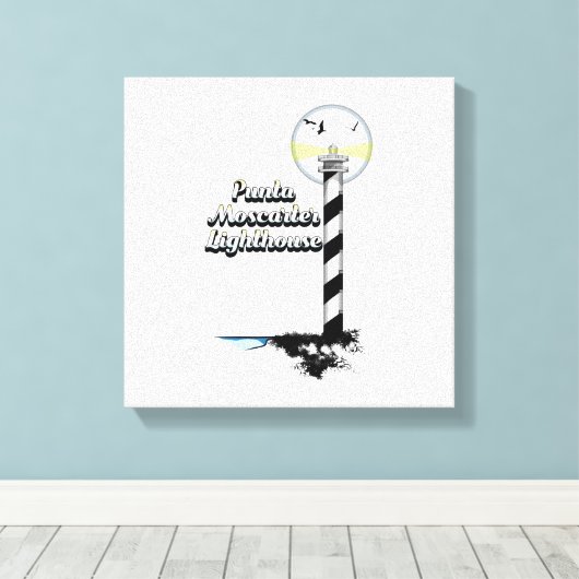 Vuurtoren van Punta Moscarter Canvas Afdruk (Insitu (Houten vloer))