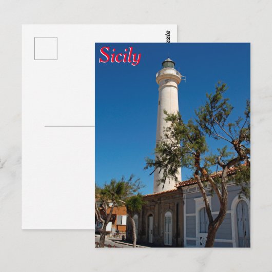 vuurtoren van Punta Secca, Sicilië, Italië Briefkaart (Voorkant / Achterkant)
