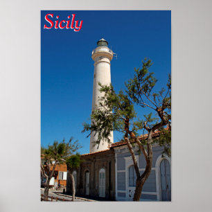 vuurtoren van Punta Secca, Sicilië, Italië Poster