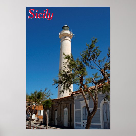 vuurtoren van Punta Secca, Sicilië, Italië Poster (Voorkant)
