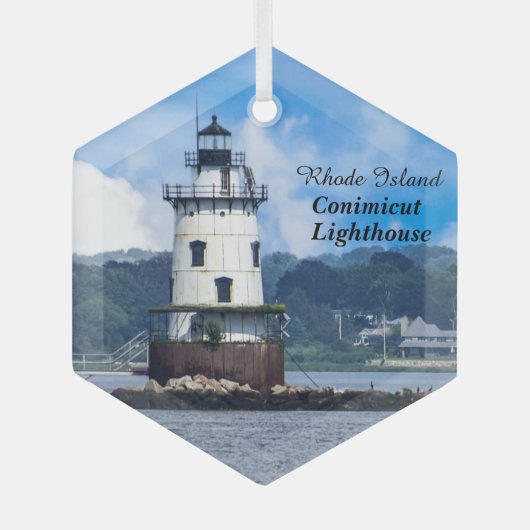 vuurtoren van Rhode Island Conimicut Glas Ornament (Voorkant)