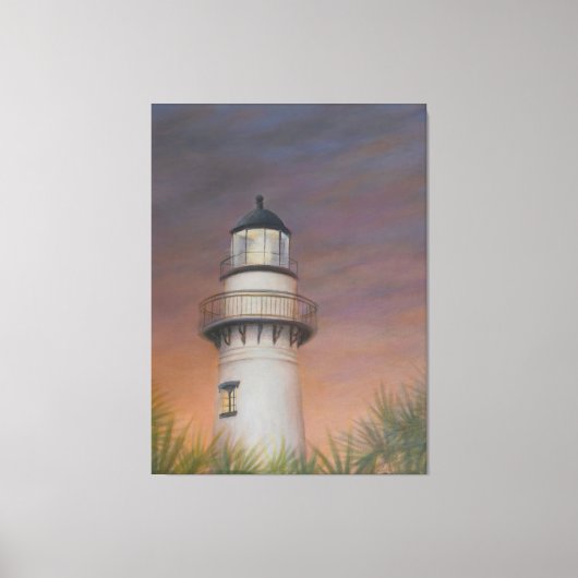 Vuurtoren van Saint Simons Island - Canvas (Voorkant)