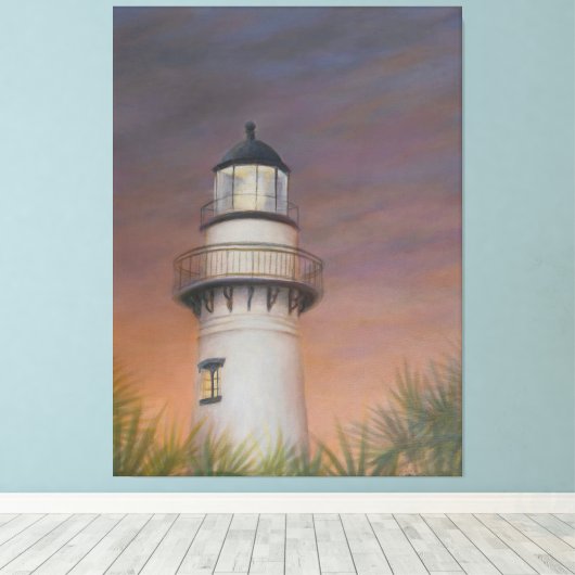 Vuurtoren van Saint Simons Island - Canvas (Insitu (Houten vloer))