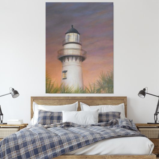 Vuurtoren van Saint Simons Island - Canvas Afdruk (Insitu (Slaapkamer))