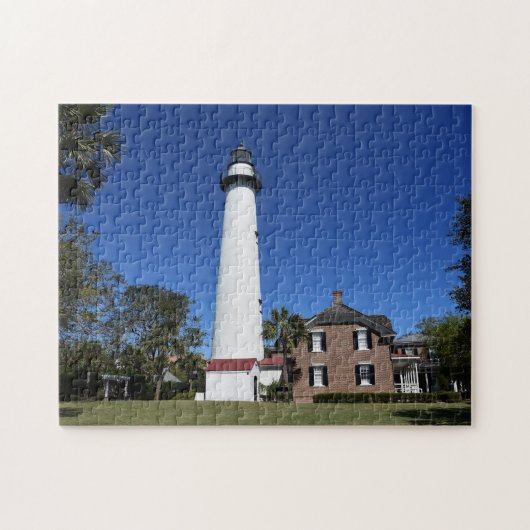 Vuurtoren van Saint Simons Island, opgericht in ee Legpuzzel (Horizontaal)