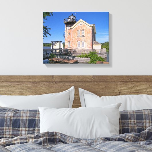 vuurtoren van Saugerties, Hudson, New York Canvas Afdruk (Insitu (Slaapkamer))