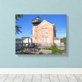 vuurtoren van Saugerties, Hudson, New York Canvas Afdruk (Insitu (Houten vloer))