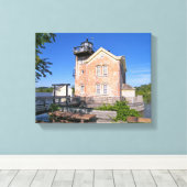 vuurtoren van Saugerties, Hudson, New York Canvas Afdruk (Insitu (Houten vloer))