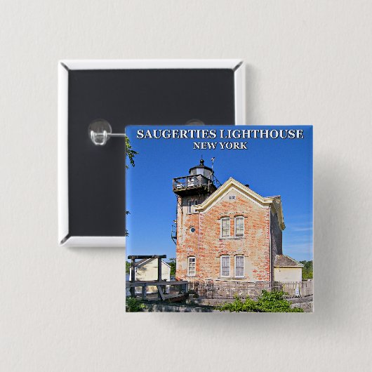 vuurtoren van Saugerties, New York pop op Button (Voorkant /achterkant)