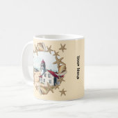 Vuurtoren van schelpen koffiemok (Voorkant links)