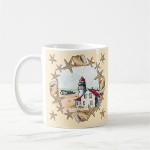 Vuurtoren van schelpen koffiemok