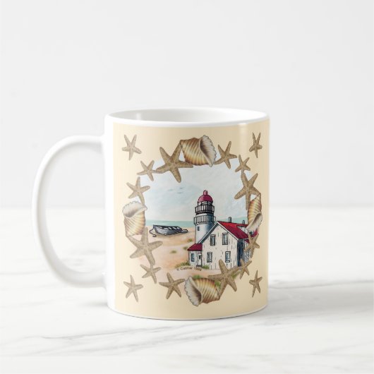 Vuurtoren van schelpen koffiemok (Links)
