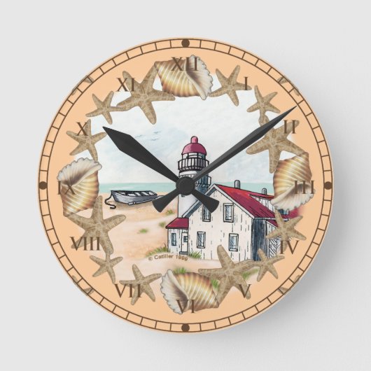 Vuurtoren van schelpen ronde klok (Voorkant)