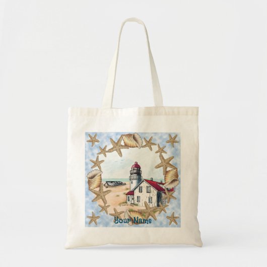 Vuurtoren van schelpen tote bag (Voorkant)