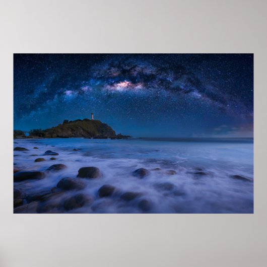 vuurtoren van Seascape | Milky Way Lanta Island Kr Poster (Voorkant)