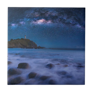 vuurtoren van Seascape   Milky Way Lanta Island Kr Tegeltje