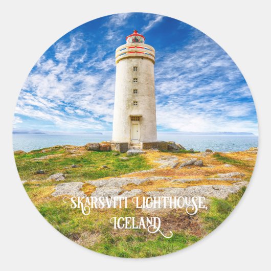 vuurtoren van Skarsviti, IJsland Ronde Sticker (Voorkant)