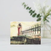 Vuurtoren van South Haven Michigan Briefkaart (Staand voorkant)