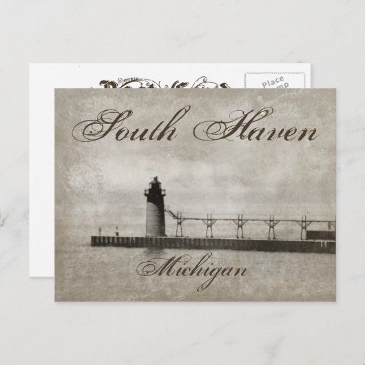  vuurtoren van South Haven Michigan Briefkaart (Voorkant / Achterkant)