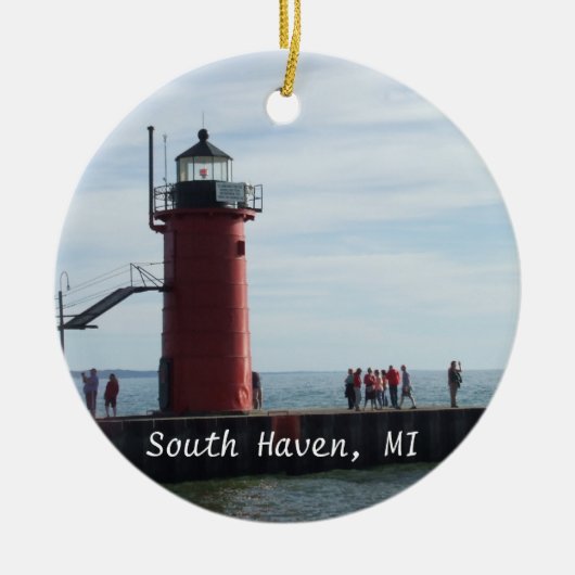 vuurtoren van South Haven Michigan Keramisch Ornament (Voorkant)