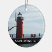 vuurtoren van South Haven Michigan Keramisch Ornament (Links)