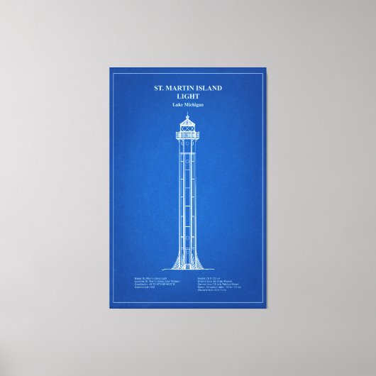 Vuurtoren van St. Martin Island - Michigan - AD Canvas Afdruk (Voorkant)
