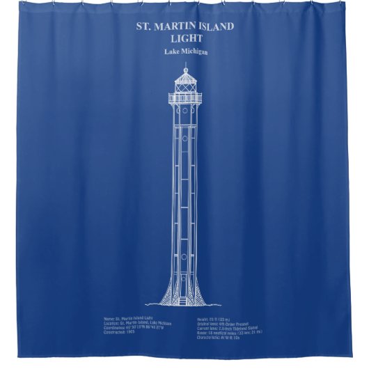 Vuurtoren van St. Martin Island - Michigan - AD Douchegordijn (Voorkant)