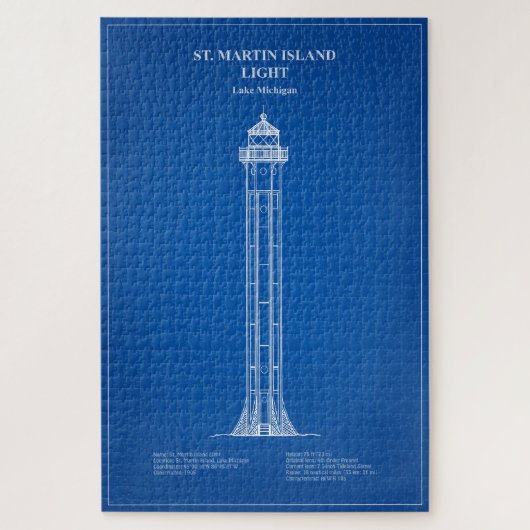 Vuurtoren van St. Martin Island - Michigan - AD Legpuzzel (Verticaal)