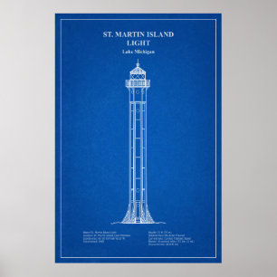 Vuurtoren van St. Martin Island - Michigan - AD Poster