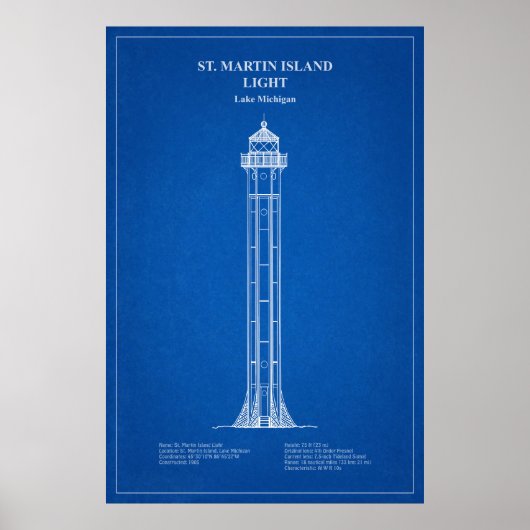 Vuurtoren van St. Martin Island - Michigan - AD Poster (Voorkant)