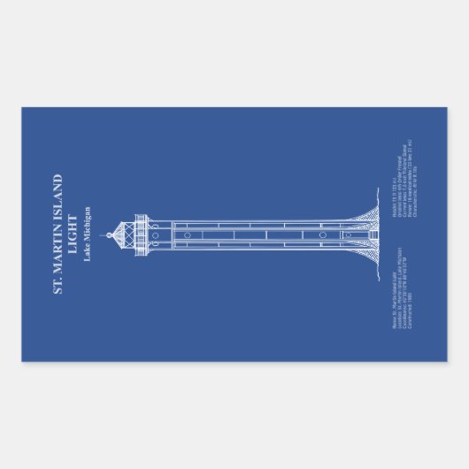 Vuurtoren van St. Martin Island - Michigan - AD Rechthoekige Sticker (Voorkant)