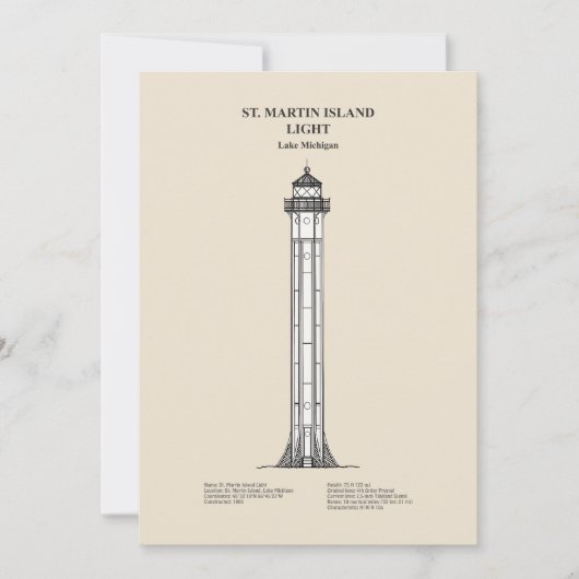 Vuurtoren van St. Martin Island - Michigan - SBD Bedankkaart (Voorkant)