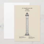 Vuurtoren van St. Martin Island - Michigan - SBD Bedankkaart (Voorkant / Achterkant)