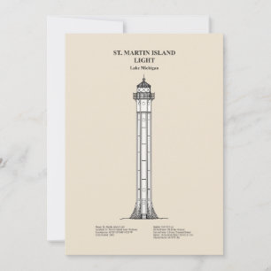 Vuurtoren van St. Martin Island - Michigan - SBD Bedankkaart