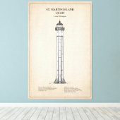 Vuurtoren van St. Martin Island - Michigan - SBD Canvas Afdruk (Insitu (Houten vloer))